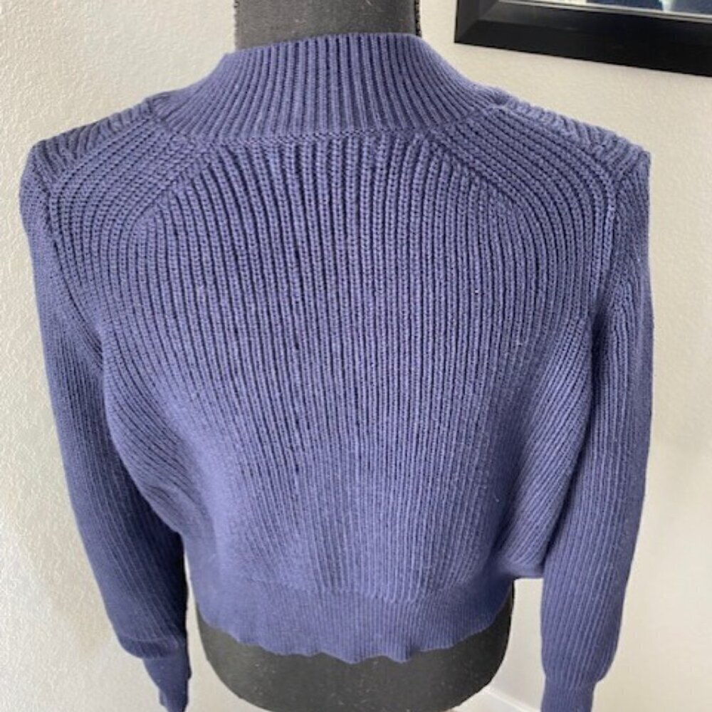 NWT Kendall and Kylie Navy Blue Cropped Knit Sweater Small - Picture 7 of 13